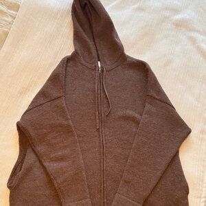Lauren Manoogian Chocolate Zip-Up Sweater